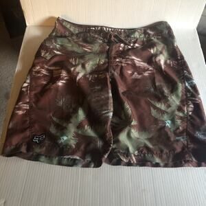 Fox Riders Co Board Shorts Mens 36 Swim Trunks Brown Hawaiian Print
